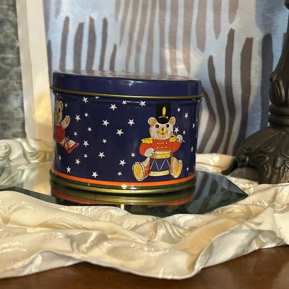 Vintage Tin With Felt Paper Drink Coasters Rocking Horse Teddy Bear Design - Picture 5 of 7